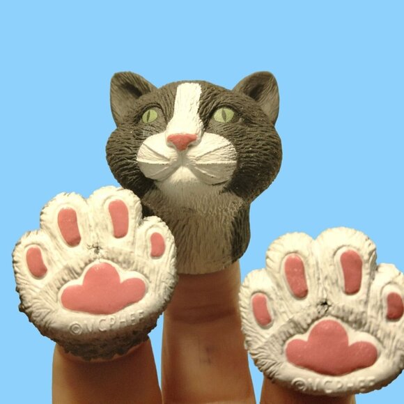 handicat Black Cat Finger Puppet Head Paws - Picture 1 of 6